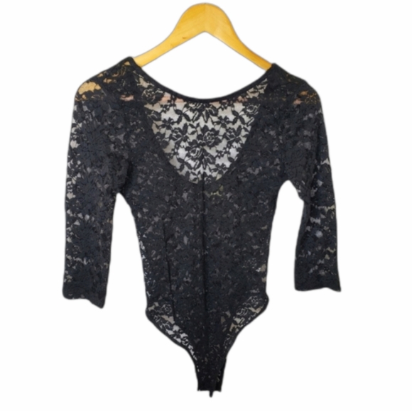Ambiance Tops - Ambience Lace black bodysuit